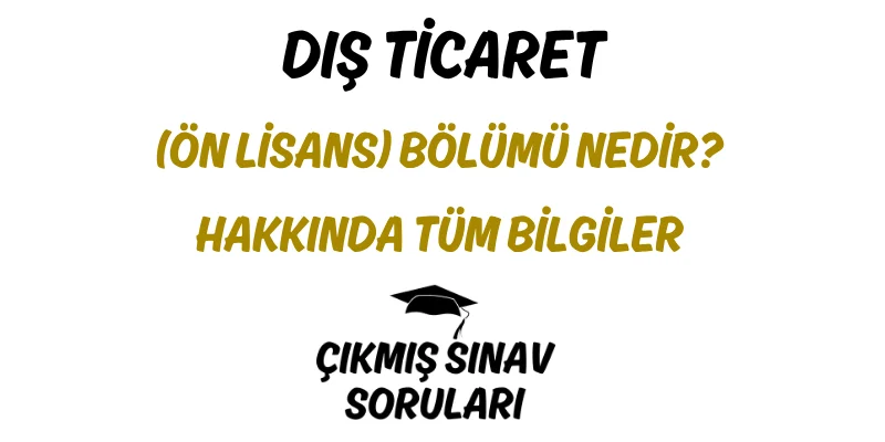 Dış Ticaret (Ön Lisans) Bölümü Nedir? Hakkında Tüm Bilgiler